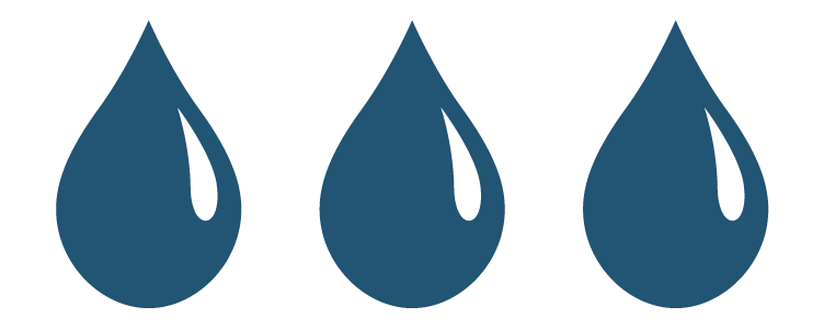 three small blue drops